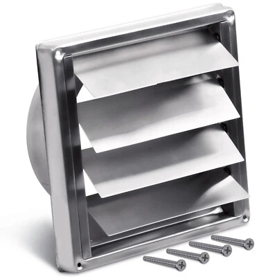 Lüftungsgitter Edelstahl 150erR Rückstauklappe Abluftgitter Wetterschutzgitter - Bild 1 von 4