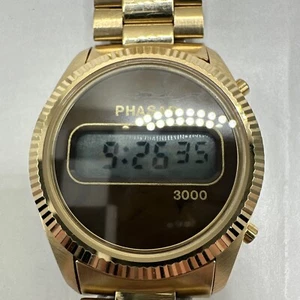 Reloj Pulsera Hombre Vintage Phasar 3000 Digital Tono Dorado Cuarzo - Imagen 1 de 6