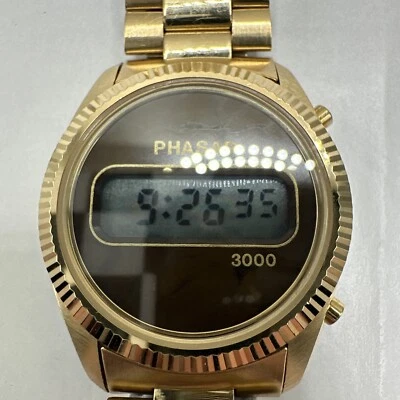 Винтажные цифровые мужские наручные часы Phasar 3000 золотистый кварц - Изображение 1 из 4