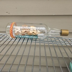 Ship in a Glass Bottle Gorch Fock Germany No Stand Pint Bottle Fabric Vintage - Picture 1 of 8