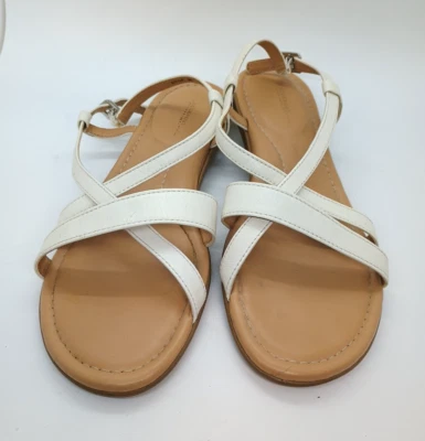 Rockport Sandals Womens 9M Off White Leather Adjustable Closure Strappy Flats - Image 1 of 4