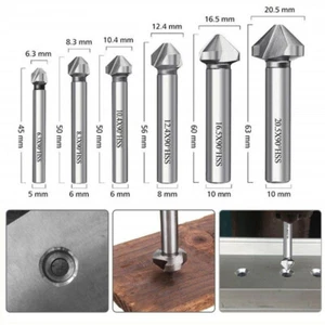 6PCS 3 Flute 90° Degree Hss Chamfer Cutter Bit Chamfering Countersink Drill Bit - Picture 1 of 8