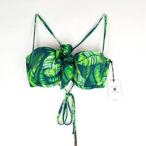 Shade & Shore Ladies Swimsuit Bikini Top 32D Palm Green Vacay Light Lift Halter  - Picture 1 of 8