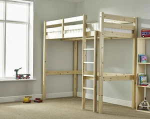 HEAVY DUTY Solid Pine HIGH SLEEPER Bunk Bed - 2ft 6 Small Single (EB13) - Picture 1 of 6