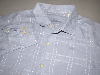 Men's Tommy Bahama Long Sleeved 100% Linen Embroidered Check Button Up Shirt XL - Image 1 of 4
