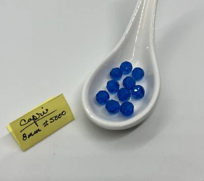 Swarovski #5000 8mm Round Crystal Beads Capri Blue Lot of 10 Vintage - Image 1 of 4