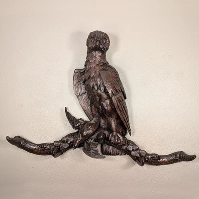 Antique French Black Forest Owl Statue Sculpture Coat Rack Hall Tree 38" Wide - Image 1 of 4