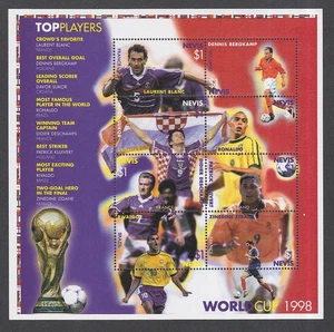 Nevis 1998 Mint MNH FIFA World Cup Football Top Players Zidane Blanc Bergkamp - Picture 1 of 1