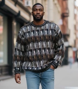 Protege Herren Vintage 3D 90er Coogi Stil Strick Pullover Biggie Boxy Weite 2XLT Y2K - Bild 1 von 13