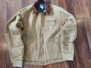 Vtg Carhartt Detroit Blanket Lined Jacket J001 BRN Brown Mens Size XL Tall - Picture 1 of 18