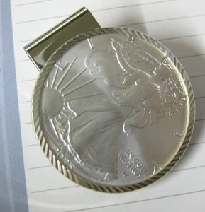 Diamond Cut Base Metal Money Clip 2025 American Eagle Silver Dollar - BINo - Picture 1 of 5