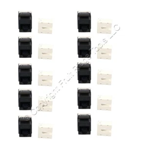 10 Cooper Black Cat 6 Snap-In Modular Data Jacks 110 Style 8-Position RJ45 - Picture 1 of 5