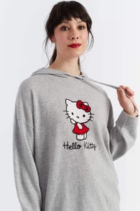 Felpa donna con cappuccio Chinti e Parker grigia lana-cashmere Hello Kitty taglia XS-3L - Foto 1 di 10