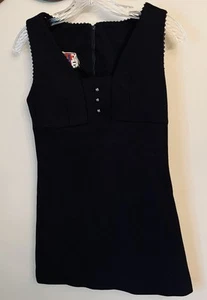 VTG 1960s Black Go Go Dress Twiggy Youthquake SMALL Groovy Brady USA Union Label - Picture 1 of 6
