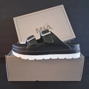 Neu im Karton Mia Sandalen Pantoletten Schuhe Damen US 7 schwarz Synthetik Kunststoff Gummi Jasmin - Bild 1 von 6