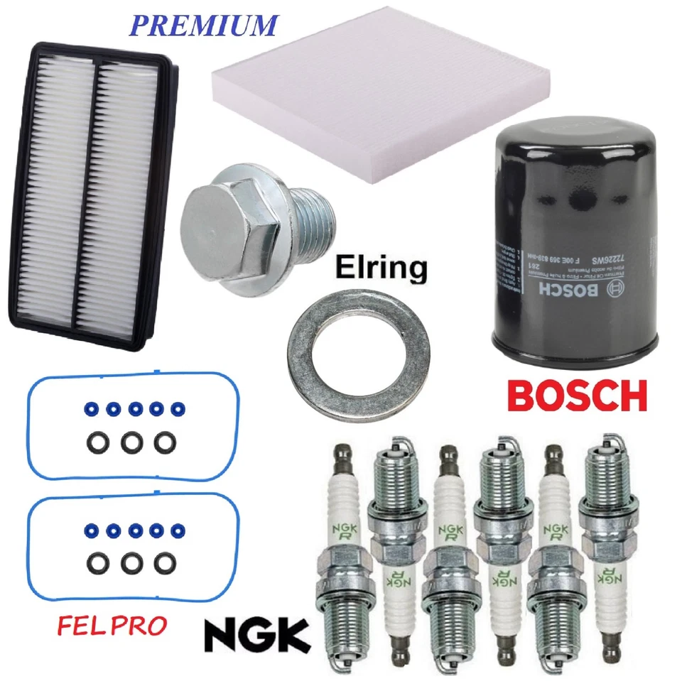 Tune Up Kit Filter Oil Drain Gaskets Spark Plugs for Acura MDX V6 3.7L 2007-2009 - Image 1 of 1