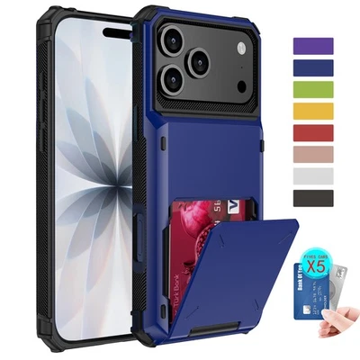 Shockproof Wallet Credit Card Holder Case For iPhone 17 16 Pro Max 15 14 13 12 - Image 1 of 4