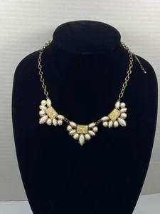 Opalisierend weiß & gelbgoldfarben Kostüm Halsband Statement kühne Halskette ADJ - Bild 1 von 13