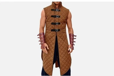 中世纪加厚甘布森 LARP 重演盔甲服装 维京角色扮演 — 第 1/3 张图片