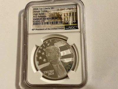 2024 Liberia Donald Trump HR Enhanced Reverse Proof 1 oz Silver Coin - Image 1 of 4