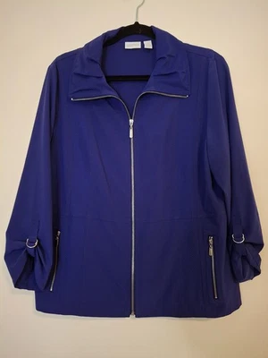 Chaqueta para mujer Chico's talla 2 grande Zenergy púrpura cremallera completa manga enrollable Foto 1 de 4
