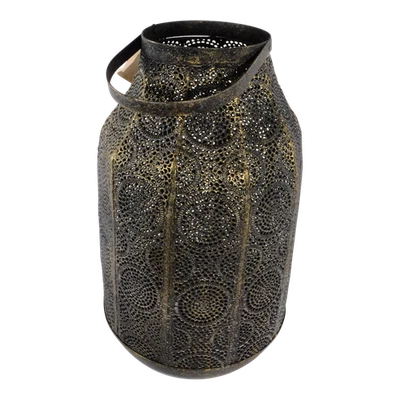 Windlicht orientalisch Metall schwarz gold Laterne marokkanisch Lampe 26x42 cm - Bild 1 von 3