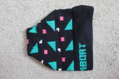 Vintage Igloos 90s Wool Knit Ski Beanie Hat Geometric Teal Pink Black - Image 1 of 4