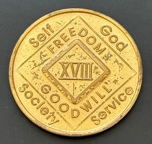 Narcotics Anonymous NA 18 XVIII Year Recovery Token Coin Chip Years - Picture 1 of 2