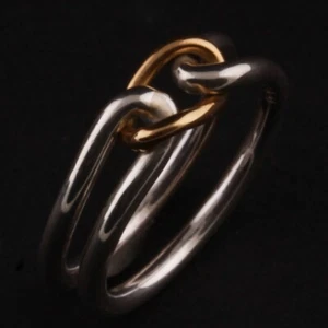 GEORG JENSEN Sterling Ring # A240 with 18 Ct Gold. Andreas Mikkelsen. DENMARK. - Picture 1 of 5