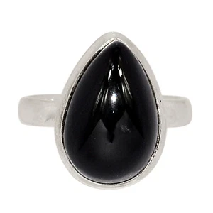 Black Onyx - Brazil 925 Sterling Silver Ring Jewelry s.8 ALLR-28019 - Picture 1 of 1