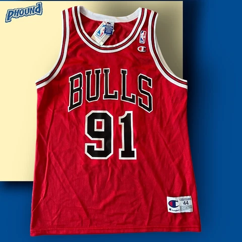 NWT VTG Champion Dennis Rodman #91 Chicago Bulls Black NBA Jersey Mens 44 Cover