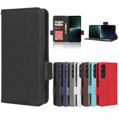 Litchi Book Wallet Leather Flip Case Cover For Sony 5 IV 1 IV 10 IV 1 V 10 V