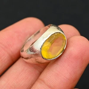 Citrine 925 Sterling Silver Men's Ring Handmade-Statement Ring All Size-BJ180 - Picture 1 of 4