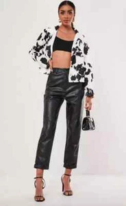 Missguided Faux Leather Pants Black Pleated Front Women’s Sz 4 - Picture 1 of 10