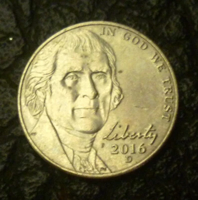 United States, 2016, 5 Cents, Jefferson Cupro Nickel Mark 'D'- 'aUNC-UNC'. - Image 1 of 2