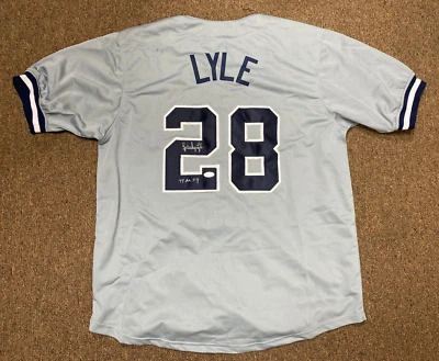 SPARKY LYLE NY YANKEES 77 AL CY  SIGNED AUTOGRAPHED CUSTOM JERSEY SZ XL JSA - Image 1 of 4