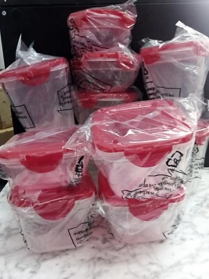 Lock N Lock 12 Piece Set Red Variety of Small Sizes Round & Square - Image 1 of 4