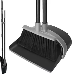 Broom and Dustpan Set,Dust Pan with Long Handle,52”Broom with Stand up Dustpan C - Picture 1 of 14