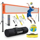 Professional Portable Volleyball Net Set with Heavy Duty Poles Ball Pump Outdoor