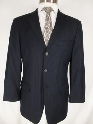 Traje John W Nordstrom Para Hombres Rayas Negras 3 Btn Loro Piana S120s 40R Foto 1 de 4