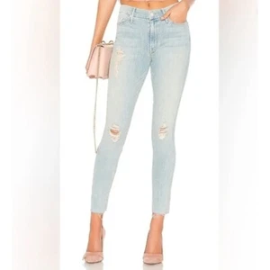 MOTHER 29 Blue Jeans Looker Ankle Fray 27 Distressed blaue Hose geschrieben in sand - Bild 1 von 9