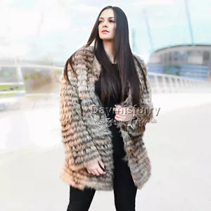 New Dyed Raccoon Fur Lady Coat, Real Fur Coat, Real Fur Jacket, Winter Coat - Picture 1 of 9