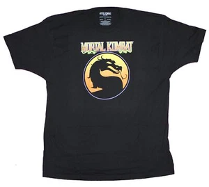 Mortal Kombat Adult New T-Shirt - Classic Yellow Orange Fade Logo Under Name - Picture 1 of 1