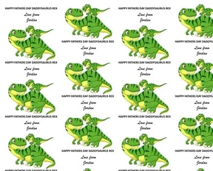 Daddysaurus Rex Dinosaur Personalised gift wrapping paper Birthday Fathers Day - Picture 1 of 2