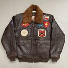 Vintage Avirex G-1 Soft Leather Military Flight Bomber Top Gun Jacket Patches M