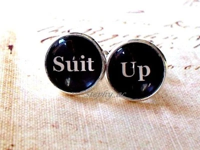 Traje 16 mm blanco y negro, gemelos de boda, cita de Barney Stinson  Foto 1 de 3