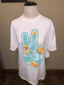 NEFF Rubber Duck Duckie Peace Sign Skate T-Shirt White Medium New NWT (G) - Picture 1 of 7
