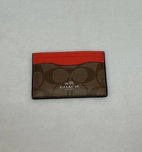 Coach schmales Kartenetui aus charakteristischem Canvas mit rotem Lederbesatz - Bild 1 von 7