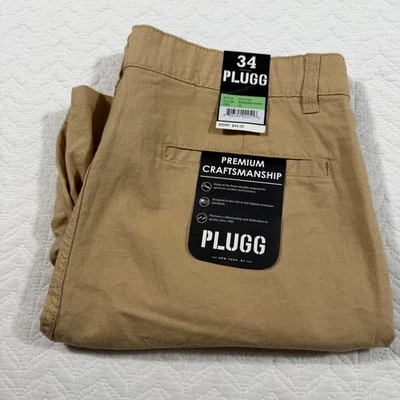 Pantalones Cortos PLUGG Para Hombre Modernos Caqui Talla 34 Lino Mezcla Algodón Artesanía Premium Foto 1 de 4