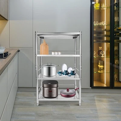 4-Tier Kitchen Shelves Shelf Rack Stainless Steel Shelving Organizer Rack Stand - Image 1 of 4